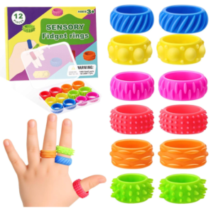 12 Stück Zappelspielzeuge für Kinder, Fidget Squishy Toy Anxiety ADHD Toys, Fidget Ring Toys für Kinder Erwachsene, Beruhigend Bei Stress Angst, Fidget Squishy Toy (M1)