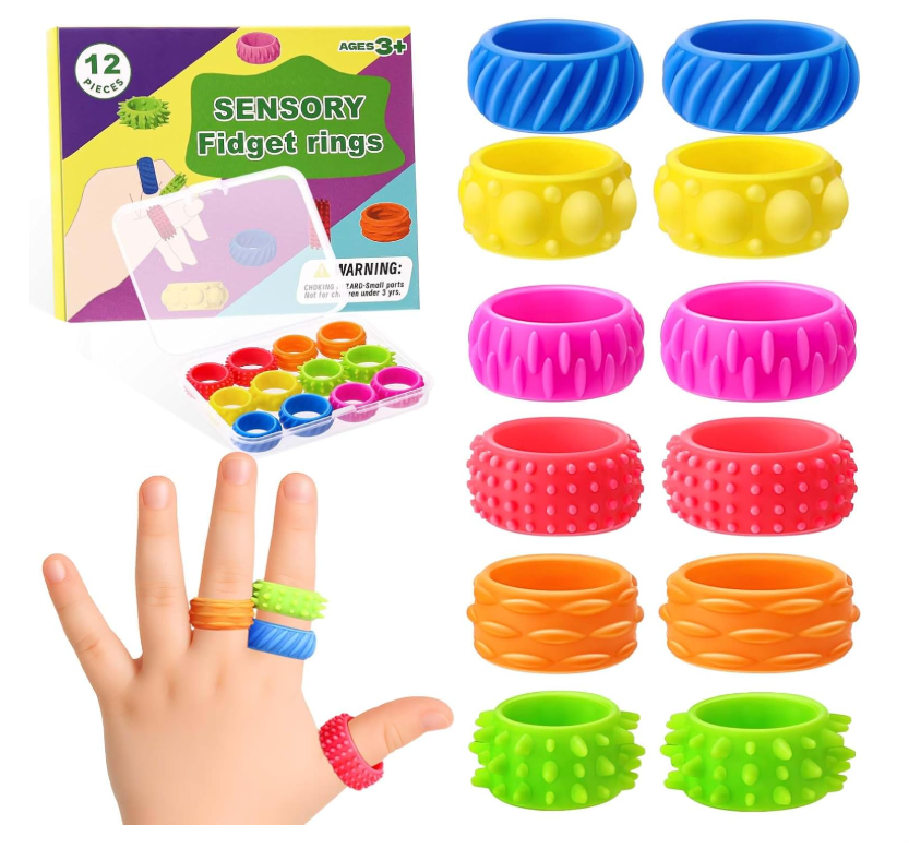 12 Stück Zappelspielzeuge für Kinder, Fidget Squishy Toy Anxiety ADHD Toys, Fidget Ring Toys für Kinder Erwachsene, Beruhigend Bei Stress Angst, Fidget Squishy Toy (M1)